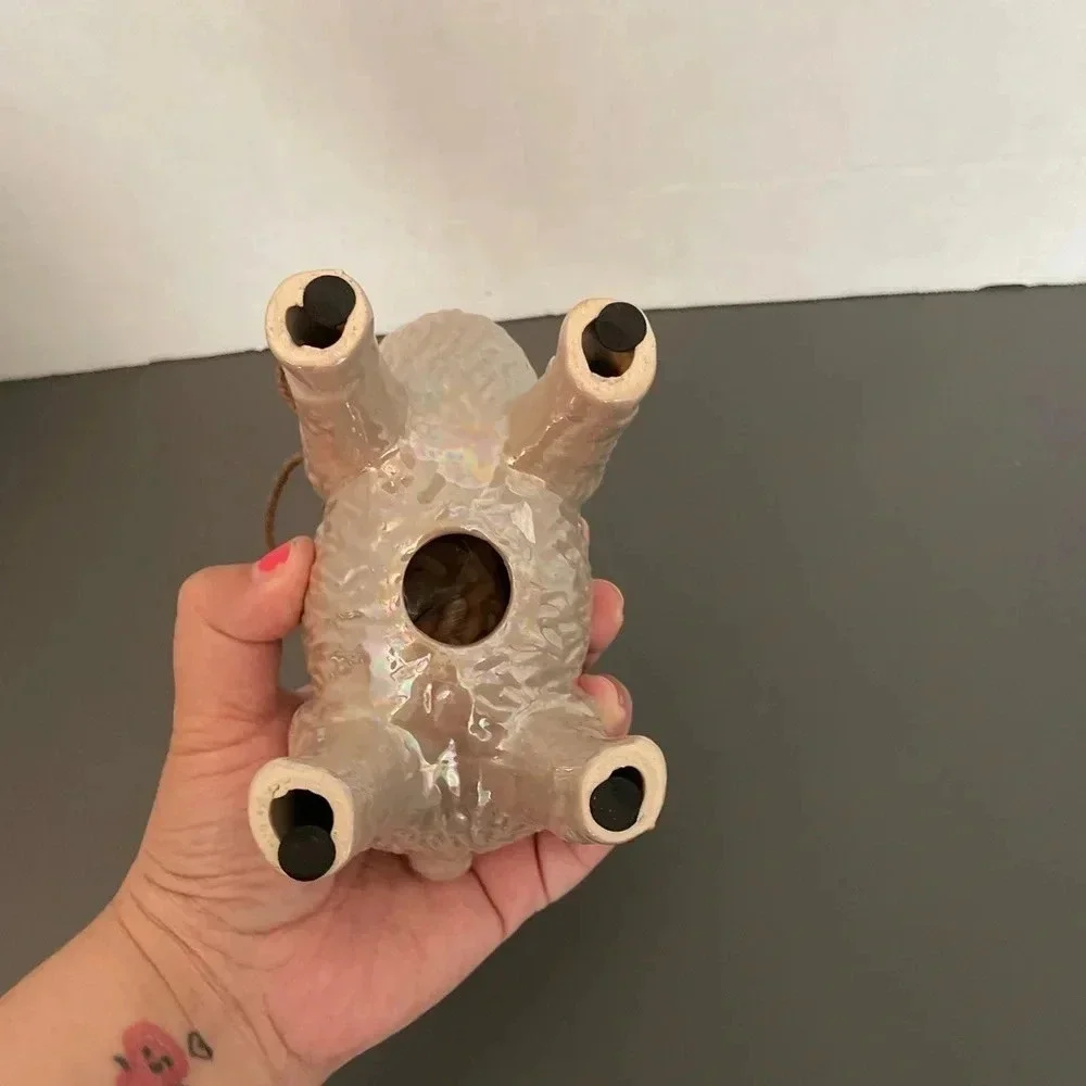 Ceramic Cream tan llama with scented beads decor